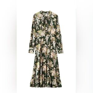 Toast UK Women Floral Midi Dress UK 16 US 12 L Boho Coastal Cottage Multicolor